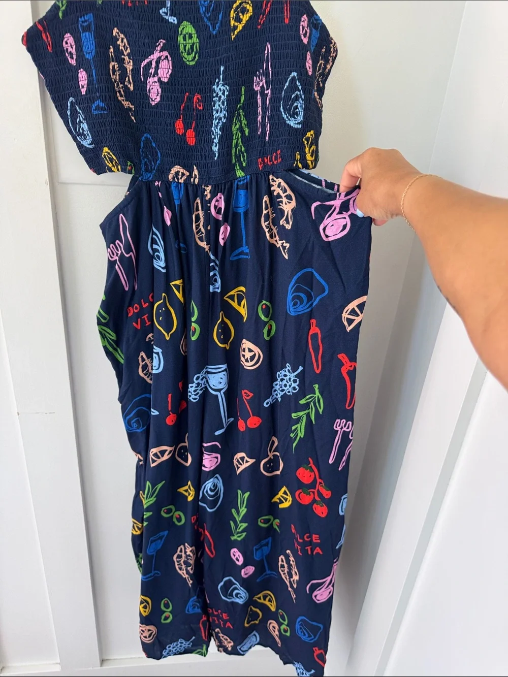 NWT Anthropologie Calendine Jordan Nickson Square-Neck Smocked Cutout Jumpsuit S